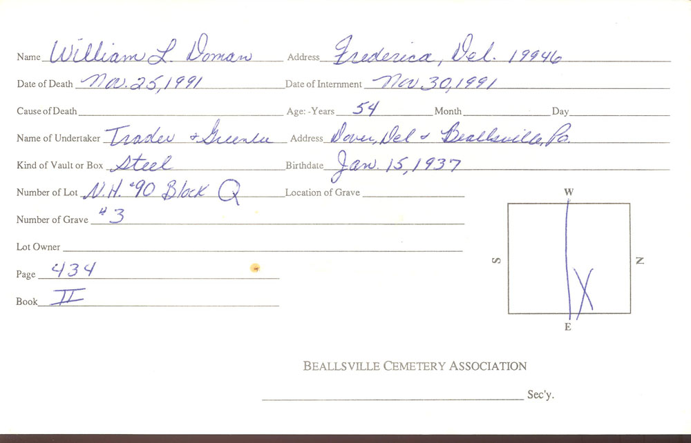 burial card